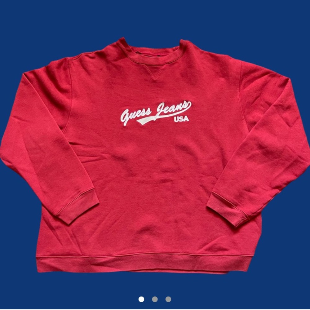 VTG red oversized guess crewneck sweater